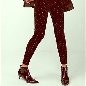 Velour black leggings with gold embellishments NWT